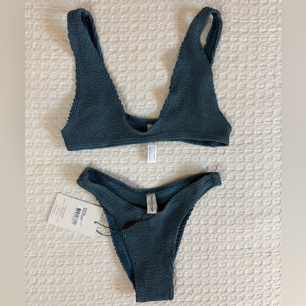 Bond-eye scout/scene crinkle bikini set one size aegean blue